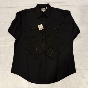 Ely Cattleman Western Shirt Men XL Black Pearl Snap Long Sleeve Pointed Yoke NWT